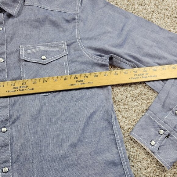 BKE Pearl Snap Shirt Mens Medium Blue Long Sleeve Athletic Fit Western Cowboy - Picture 4 of 8